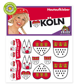 narrenwelt Haufaufkleber Köln Haut Aufkleber mit Köln Wappen DOM  Herz Köln Tattoos sortierte Motive