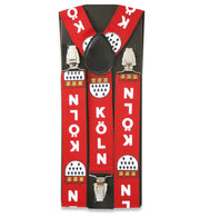 narrenwelt Hosenträger Köln Koeln rot mit Schriftzug KÖLN und Wappen Schmuck Fasching Karneval