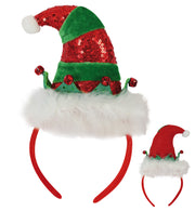 narrenwelt Haarreif Weihnachtself Minihut Elf Wichtel Mütze mit Pailetten Weihnachten Nikolaus Accessoires