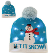 narrenwelt Weihnachtsmütze blinkend Strickmütze blau mit Motiv Schneemann Nikolaus Mütze Nikolausmütze