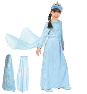 narrenwelt Kostüm EISPRINZESSIN Kleid mit abnehmbarer Schleppe Mädchen Gr. 104-140