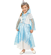 narrenwelt Kostüm SCHNEE PRINZESSIN Kleid blau mit abnehmbarer Schleppe Mädchen Gr. 104-128