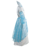 narrenwelt Kostüm SCHNEE PRINZESSIN Kleid blau mit abnehmbarer Schleppe Mädchen Gr. 104-128