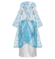 narrenwelt Kostüm SCHNEE PRINZESSIN Kleid blau mit abnehmbarer Schleppe Mädchen Gr. 104-128