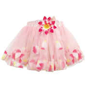 narrenwelt Kostüm Tüllröckchen Blumen - Rock Baby Kostüm Tutu Kleinkind rosa Gr. 128 Fasching
