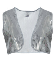 narrenwelt Kostüm Pailletten-Weste silber Damen Paillettenweste   Karneval Party Silvester