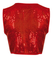 narrenwelt Kostüm Pailletten-Weste rot Damen Pailettenweste  M + XL Karneval Party Silvester