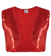 narrenwelt Kostüm Pailletten-Weste rot Damen Pailettenweste  M + XL Karneval Party Silvester