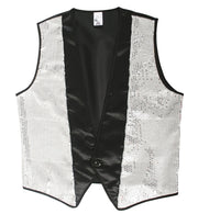 narrenwelt Kostüm Weste Chic mit Pailleten silber für Herren (58) Fasching Party Mottoparty