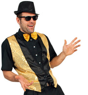 narrenwelt Kostüm Weste Chic Gold Pailetten für Herren Fasching Party Mottoparty Gr. 48 - 58