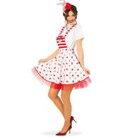 narrenwelt Kostüm Latzrock rot/weiß Latzerock 1tlg. Rock mit Köln Wappen und Dom Print  Karneval Motto Party