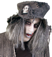 narrenwelt Hut Zombie Zombiehut mit Totenkopf und Spinnweben Hexerhut Horror Halloween Gothic ca 60cm Erwachsene