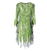 narrenwelt Kostüm Grünes Gift Damen Kleid Vamp Damenkostüm Hexe Elfe Halloween Karneval