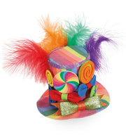 narrenwelt Minihut Candy Mini-Hut mehrfarbig bunt Fascinator  mit Federn Lollipops Schleifen Fasching Accessoires