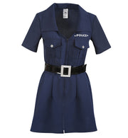 narrenwelt Kostüm POLIZISTIN mit Gürtel und silberner Schnalle Damen Mini Kleid marine 34-44 Fasching