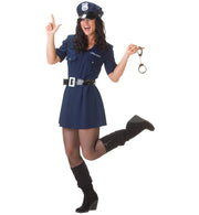 narrenwelt Kostüm POLIZISTIN mit Gürtel und silberner Schnalle Damen Mini Kleid marine 34-44 Fasching