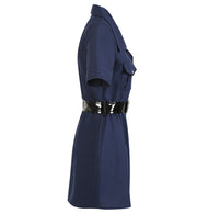 narrenwelt Kostüm POLIZISTIN mit Gürtel und silberner Schnalle Damen Mini Kleid marine 34-44 Fasching