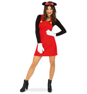 narrenwelt Kostüm Latzrock rotComic Maus Miki Rock mit Latz A-Linie Damen  Karneval Motto Party Gr S - L