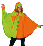 narrenwelt Poncho Neon Clown2-farbig Einheitsgröße Unisex Fasching Karneval