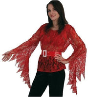 narrenwelt Kostüm Teufelsbluse Spitzenbluse Damen Bluse rot Gr 42