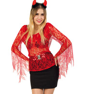 narrenwelt Kostüm Teufelsbluse Spitzenbluse Damen Bluse rot Gr 40