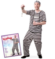 narrenwelt Kostüm Sträfling 3tlg.  Hemd + Hose + Mütze Gr. M+XL Karneval