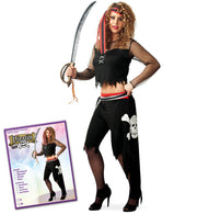 narrenwelt Piratin Pirate M Damen-Kostüm Set 4tlg Oberteil + Hose + Gürtel + Stirnband PB1506 Fasching