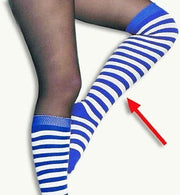 Overknees blau/weiß geringelt Strümpfe Universalgröße Erwachsene