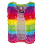 narrenwelt Kostüm Weste Regenbogen Gr. S-XL Damenkostüm Bunt Einhorn Hippie Damen Mottoparty Rainbow Karneval