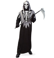narrenwelt Kostüm Robe Skelett Kutte mit Kapuze und Maske Komplett Set Gr. L + XL Halloween Grusel Horror Karneval Fasching