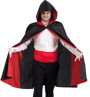 narrenwelt Kostüm Vampir Umhang schwarz/rot 1tlg. mit Kapuze  Vampirumhang Einheitsgröße Adult Unisex