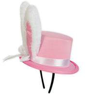 narrenwelt Haarreif Mini - Zylinder Hasenohren  pink Mini Hut Hasen Ohren Kostüm Accessoires Einheitsgröße