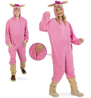 narrenwelt Kostüm Pink Lama 1tlg Overall l mit Kapuze