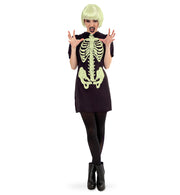 narrenwelt Kostüm Skelett Lady Glow in the Dark GID Damen Kleid nachtleuchtend  Halloween Mottoparty Gr. S + M