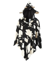 narrenwelt Kostüm Poncho Kuh schwarz / weiß gefleckt mit Kapuze Unisex