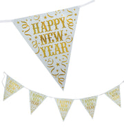 narrenwelt Girlande HAPPY NEW YEAR Wimpel Silvester  Silvestergirlande FROHES NEUES Jahr Accessoires ca. 3,6 m Länge