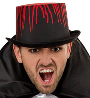narrenwelt Zylinder Blutoptik Zylinder schwarz Hut Halloween Gothic Graf Dracula Gr. 58 cm