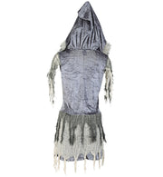 narrenwelt Kostüm Zombiebraut Kleid mit Kapuze  Halloween Horror Zombie Kleid 1tlg. Pannesamt Damen Kostüm Horror Geist Zauberer Hexe