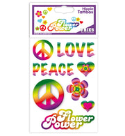 narrenwelt Hippie Tattoos Flower Power Hippie-Tattoos Love and Peace Accessoires