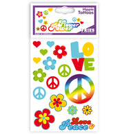 narrenwelt Hippie Tattoos Flower Power Hippie-Tattoos Love and Peace Accessoires