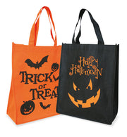 narrenwelt Halloween Tasche groß Halloweentasche mit Aufdruck schwarz oder orange Kostüm Accessoire