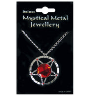 narrenwelt Kette Gothic Gothic-Kette Halloween mit rotem Schmuckstein