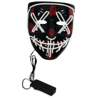 narrenwelt Halloween Maske Leuchtmaske Purge Leucht - Halbmaske LED weiss Horror Clown Horror Licht - Maske inkl. Batterie  Accessoire
