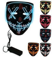 narrenwelt Halloween  Maske Leuchtmaske Purge Leucht - Halbmaske LED fluorescent Horror Clown Horror Licht - Maske inkl. Batterie  Accessoire