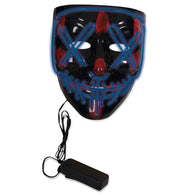 narrenwelt Halloween Maske Leuchtmaske Purge Leucht - Halbmaske LED blau Horror Clown Horror Licht - Maske inkl. Batterie  Accessoire