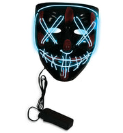 narrenwelt Halloween  Maske Leuchtmaske Purge Leucht - Halbmaske LED fluorescent Horror Clown Horror Licht - Maske inkl. Batterie  Accessoire