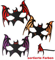 narrenwelt Halloween - Maske Halloweenmaske Fledermaus 3 Farben  Kinder und Erwachsene Augenmaske Fasching Accessoire