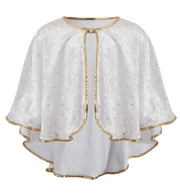 narrenwelt Kostüm Cape Engel Umhang Pannesamt mit Gold Sternen Kleinkind  Weihnachten Nikolaus  Gr.104