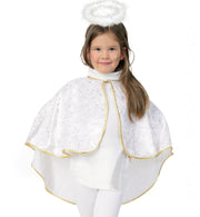 narrenwelt Kostüm Cape Engel Umhang Pannesamt mit Gold Sternen Kleinkind  Weihnachten Nikolaus  Gr.116