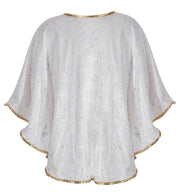 narrenwelt Kostüm Cape Engel Umhang Pannesamt mit Gold Sternen Kleinkind  Weihnachten Nikolaus  Gr.104